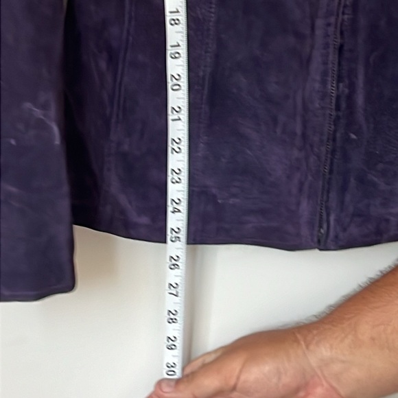 Style & Co Leather Jacket Womens Size Medium Purple Full‎ Zip + - Picture 6 of 6